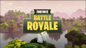 Fortnite Battle Royale Logo On Lake Background Wallpaper