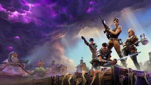 Fortnite Battle Royale Players Posing With Zombies Wallpaper