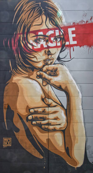 Fragile Girl Street Art Wallpaper