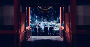Framed Retrowave City Street View Wallpaper