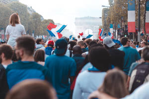 France Flags With Patriots Parade Wallpaper