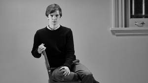Freddie Highmore Grayscale Photography Wallpaper