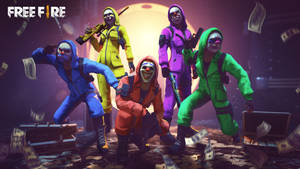 Free Fire 3d Money Heist Jumpsuits Wallpaper