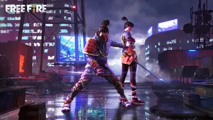 Free Fire Bundle Samurais On Roof Wallpaper
