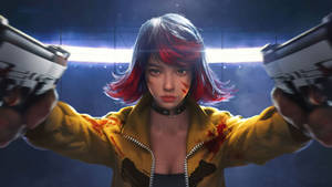 Free Fire Character Kelly Red Highlights Wallpaper