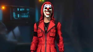 Free Fire Criminal Bundle Red Clown Mask Wallpaper