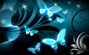 Free Image Neon Blue Butterflies Wallpaper