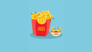 French Fries And Dip Cute Art Wallpaper