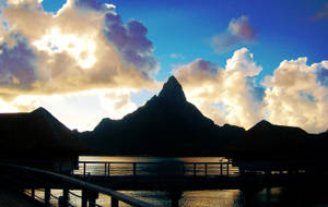 French Polynesia Mountain And Clouds Wallpaper