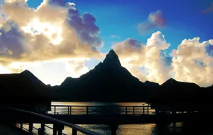 French Polynesia Mountain And Clouds Wallpaper