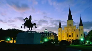French Quarter St. Louis Cathedral Statue Wallpaper