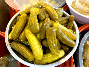 Fresh, Crunchy Pickles Ready To Consume Wallpaper