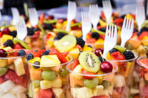 Fresh Fruit Salad In Cups Wallpaper