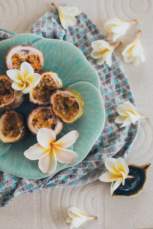 Fresh Passion Fruit With Frangipani Wallpaper