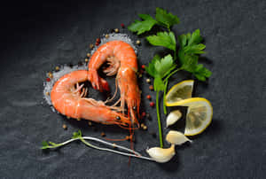 Fresh Prawns With Herbs And Spices Wallpaper