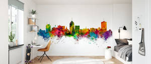 Fresno California Colorful Wall Mural Wallpaper