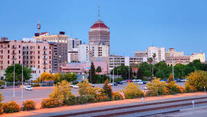 Fresno California Skyline At Dusk Wallpaper