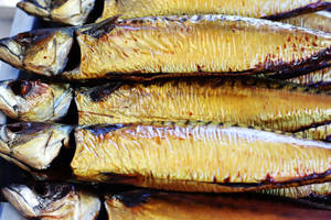 Fried Mackerel In Stainless Plate Wallpaper