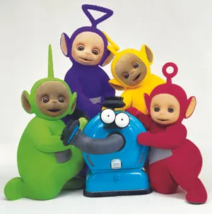 Friendly Teletubbies Enjoying Sunshine In Teletubbyland Wallpaper