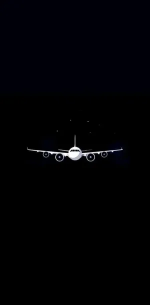 Front View Airplane Night Silhouette Wallpaper