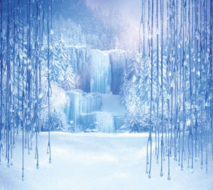 Frozen Castle Ice Waterfall Wallpaper