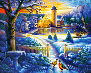 Frozen Castle In Winter Wallpaper