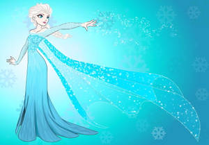 Frozen Elsa Fan Sketch Snowflake Gown Wallpaper