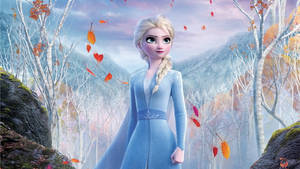 Frozen Elsa Portrait Leaves Forest Wallpaper