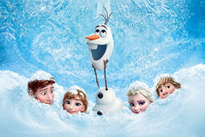 Frozen Elsa Snow Playing Olaf Head Wallpaper