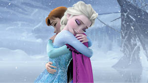 Frozen Sisters Embracing Wallpaper