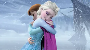 Frozen Sisters Embracing Wallpaper