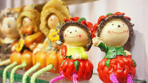 Fruit-themed Cute Dolls Smiling Wallpaper