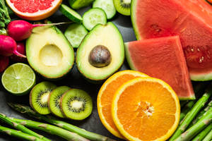 Fruits And Vegetable Platter Wallpaper