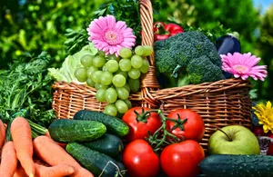 Fruits And Vegetables In Groups Wallpaper