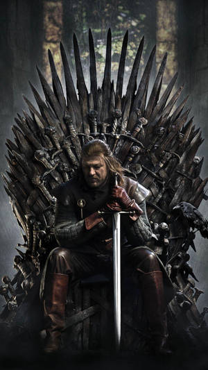Full Hd Ned Stark On Iron Throne Android Wallpaper