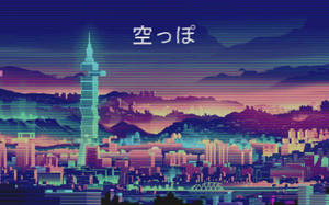 Funky Cityscape Aesthetic Anime Laptop Wallpaper