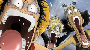 Funny Anime Faces Of Luffy & Friends Wallpaper