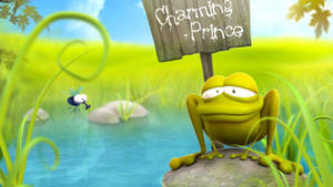 Funny Cartoon Frog And Mosquito Wallpaper