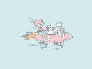 Funny Fast Grocery Cart Wallpaper