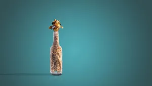 Funny Giraffe Stuck Inside A Glass Bottle Wallpaper