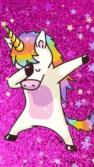 Funny Glitter And Unicorns Background Wallpaper