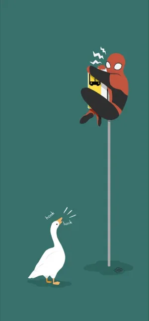 Funny Goose Looking At Spiderman Wallpaper