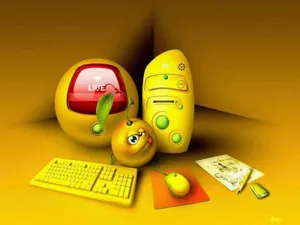 Funny Laptop Toy Set Wallpaper