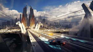 Future City And Bridges Card Desktop Wallpaper