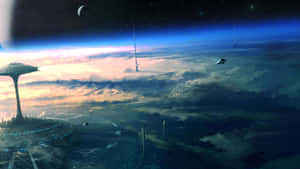 Future Space Station Sapceship Desktop Wallpaper