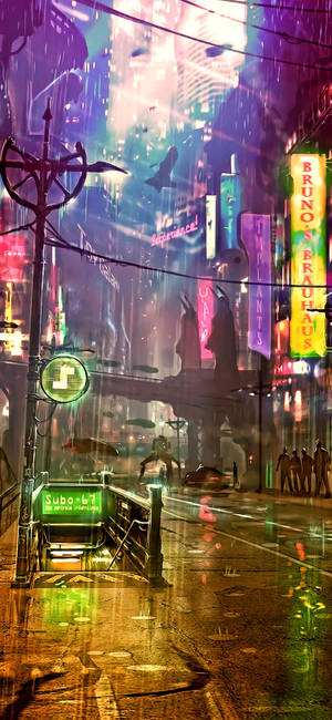 Futuristic City Artwork Cyberpunk Iphone X Wallpaper