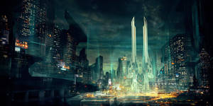 Futuristic City At Night Wallpaper