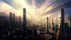 Futuristic City Striking Photo Wallpaper