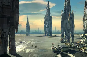 Futuristic Cityscape At Dusk Wallpaper