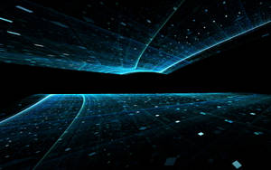 Futuristic Desktop With Blue Panels Wallpaper